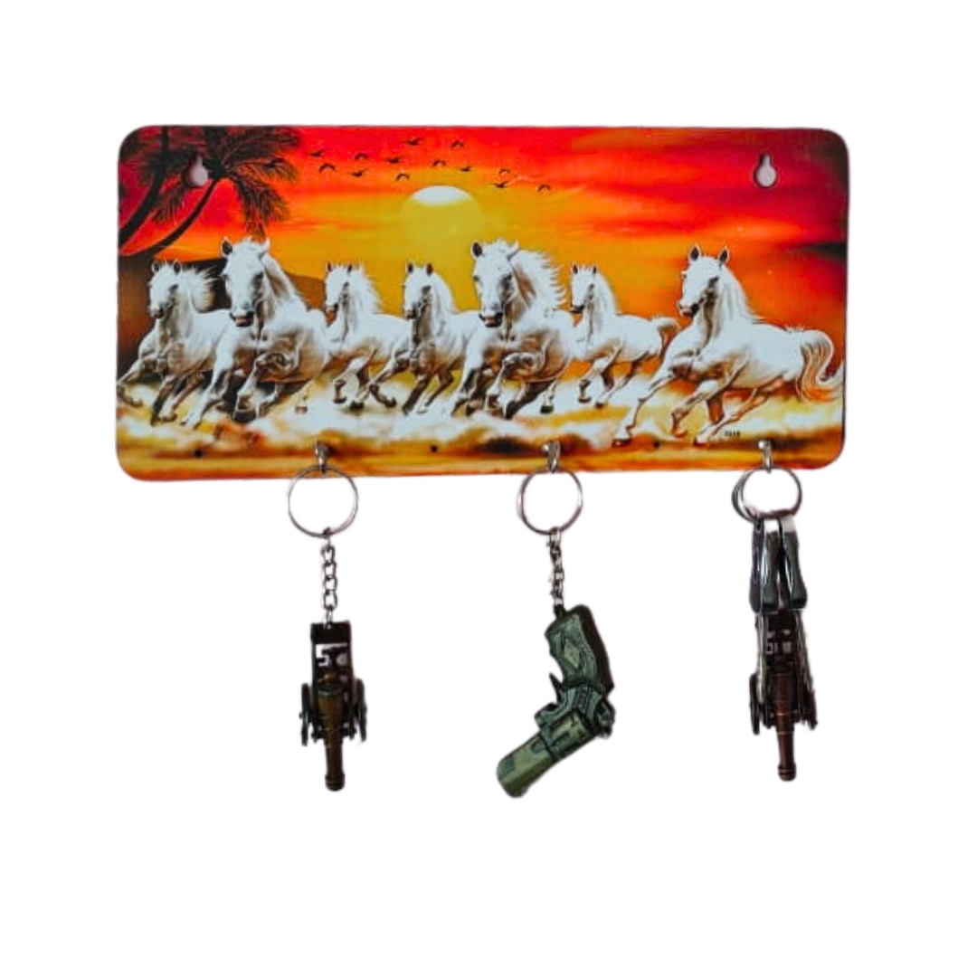 Golden 7 Horses Wooden Key Holder From Craft Elya