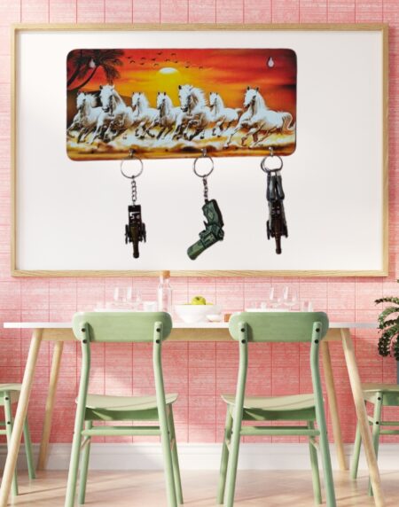 Golden 7 Horses Wooden Key Holder From Craft Elya