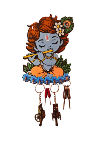 Blue Baby Krishna Wooden Key Holder From Craft Elya