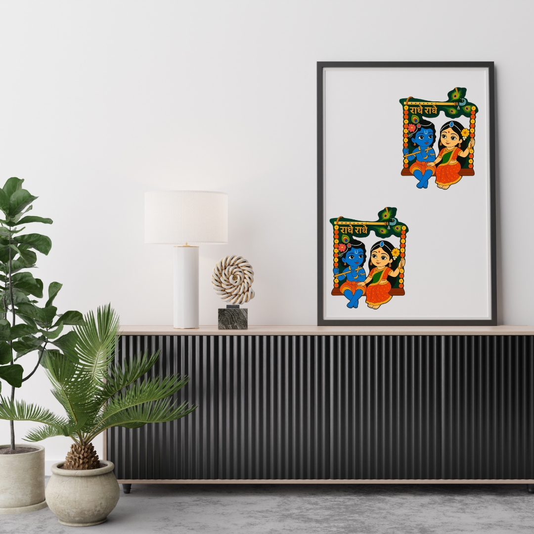 Craft Elya Radha Krishna Divine Love Wooden Wall Decor Set of 2